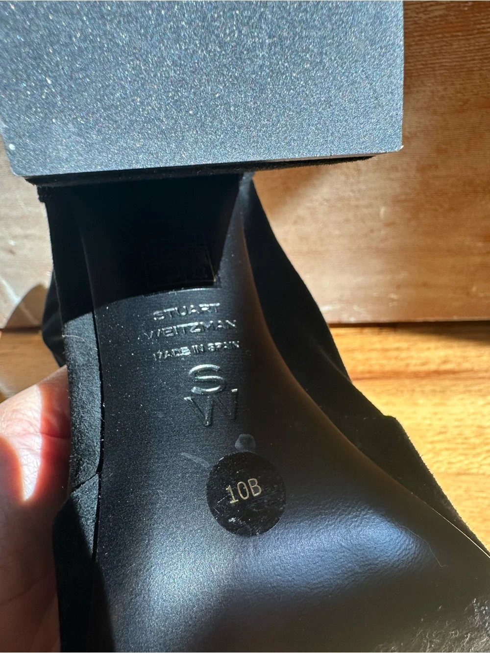 Stuart Weitzman Yuliana Black Suede Flareblock Heel Sock Boot
